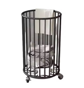 Round laundry <b>baskets</b> with metal frame, smooth-rolling wheels for easy movement around the house hot arrival - Product Image 1