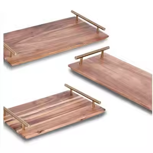 3pcs Plateau de service en bois d'acacia Plateau de service en bois rustique à prix de gros de l'Inde Plateau de service en bois par décor impex - Product Image 3