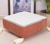 Orange Cactus Soie Tapis Coussin De Sol Glands À La Main Traditionnel Marocain Poufs Carré Ottoman Décor À La Maison En Plein Air Hôtel Boho