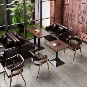 Retro Industrial Restaurant Coffee Furniture Wooden Dining Table Chair