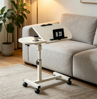 Bureau portable pliable simple sur pieds, réglable en hauteur, pour lit ou sol, avec roulettes