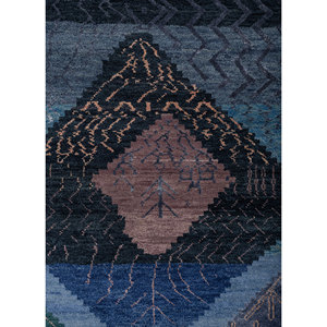 Tapis Manchaha bleu noué à la main en laine et soie de bambou, épaisseur 10 mm, motif géométrique abstrait pour la maison, couloir, modèle rectangulaire - Les-2789 - Product Image 3