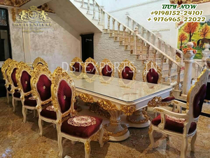 ชุดโต๊ะอาหารค่ำสไตล์บาร็อคหรูหรา,ชุดโต๊ะอาหารต้นแบบแกะสลักหนักเฟอร์นิเจอร์ห้องรับประทานอาหารหรูหรามือแกะสลักห้องรับประทานอาหาร - Product Image 6