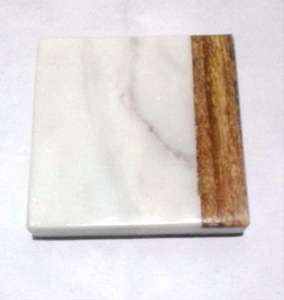 MARBLE & WOOD COSTER 40 Juego de posavasos de MATERIAL PERSONALIZADO Almohadillas redondas de piedra de estilo clásico para cocina Hecho EN LA India - Product Image 6