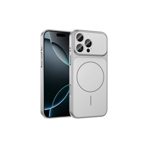 Étui de chargement magnétique M-Safe Silver pour iPhone 16 Pro Max, protection de caméra de haute qualité, coque en silicone givrée spéciale - Product Image 1