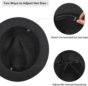 Wholesale OEM Adjustable Outdoor Beach Sports Horse Riding 100% Cotton Panama Hat <b>Fedora</b> Cap Breathable Traveling Hiking - Product Image 5