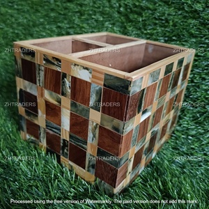 Soporte para cubiertos de nuevo diseño con nuevo diseño de incrustaciones de resina elegante Caddy de cubiertos con múltiples compartimentos para cuchara tenedores y cuchillos - Product Image 2