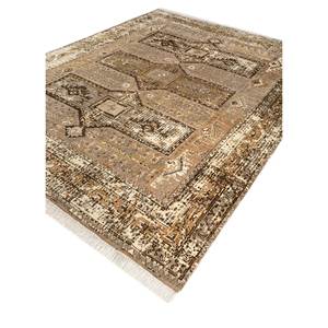 พรมขนสัตว์ถักมือขนาดใหญ่ Erbe รุ่น AKWL-13024 สีเบจและสีน้ำตาล ลายเรขาคณิต สำหรับตกแต่งห้องนั่งเล่นวัยรุ่น - Product Image 2