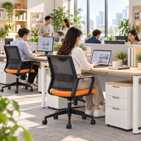 Chaise de bureau confortable pour employés, avec dossier en maille, accoudoirs fixes et base robuste pour bureau commercial
