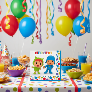Serviettes de fête Pocoyo 33x33 cm, 20 pièces par sac, pour les fêtes d'anniversaire des enfants - Product Image 1