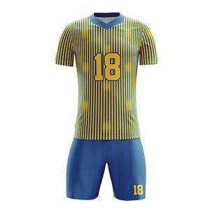 Vêtements de sport, uniformes de football personnalisés les plus vendus, unisexes, prix d'usine, logo personnalisé, uniforme de football 100% polyester respirant - Product Image 1