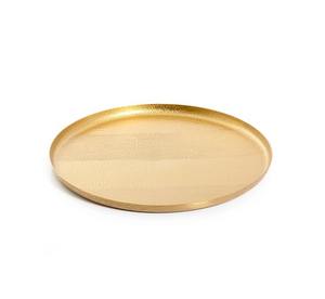 Bandeja redonda de metal plateado hecha a mano con estilo para servir aperitivos de mesa de restaurante y hotel - Product Image 5