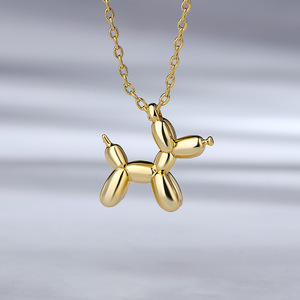 Jeulia Sterling Silver Balloon Dog Necklace-Rhodium Plated Cartoon <b>Pendant</b> with Diamond and <b>Emerald</b> Accents - Product Image 5