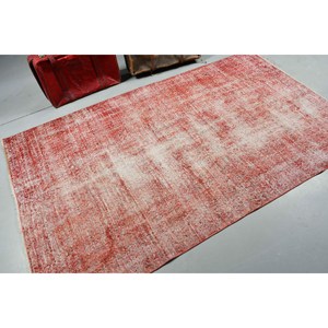 Tapis de 4,7 x 7,5 pieds, tapis turc vintage, tapis Ikat rouge et blanc - Product Image 2