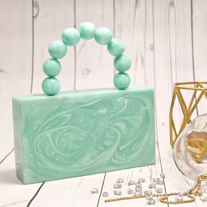 Meilleur prix pochette de mariée pour femmes à la mode en laiton fleur résine avec perles perles chaînes sangles pour occasions spéciales - Product Image 1