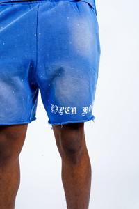 Hombres Custom Distress Rhinestones Sólido Transpirable Lona Ácido Lavado Sun Faded Trendy Street Fashion Sweat Shorts - Product Image 3