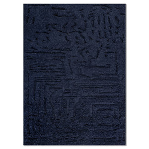 Tapis Aprezo Akar-1019 bleu marine foncé noué à la main en acrylique doux, tissage plat classique 9x12, nettoyage facile, décorations pour salon et maison - Product Image 1