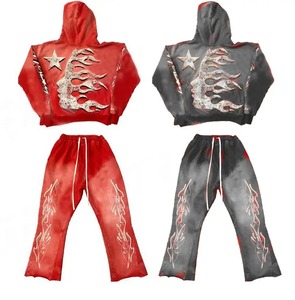 Conjunto de Sudadera con Capucha y Pantalones Deportivos de Forro Polar para Hombre, Personalizable en 27 Colores, 500 g/m², Ligeros, para Invierno, Tallas Grandes - Product Image 2