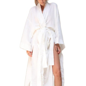 Vestido de verano para mujer, albornoz holgado hasta el tobillo con cinturón - Product Image 1