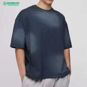T-shirt décontracté surdimensionné pour homme Behram International 100 % coton, coupe ample à épaules tombantes, col montant étendu, haute qualité - Product Image 6