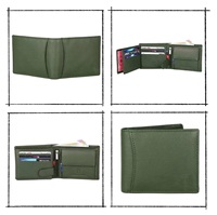 Dompet Lipat Tipis Pria Kulit Asli dengan Tempat Kartu Model Pendek, Penutup Terbuka, Cocok untuk Hadiah Perusahaan/Bisnis, Lapisan Nilon