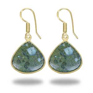 Boucles d'oreilles en jaspe sang de dragon naturel en gros, plaquées or 18 carats, pierres précieuses pour bijoux, disponibles en vrac, nouvelle arrivée - Product Image 1