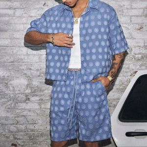 Ensemble short d'été décontracté pour hommes en denim imprimé grande taille vente en gros nouveau design en tenue décontractée matériau solide - Product Image 2