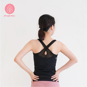 เสื้อโยคะ mukasa สำหรับผู้หญิงสีดำแห้งเร็วระบายอากาศ - Product Image 2