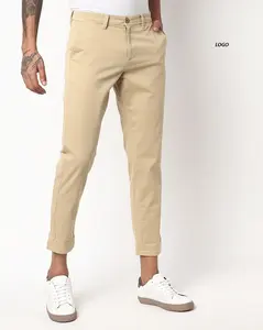 Venta al por mayor de Pantalones chinos personalizados 2024 diseño informal de cintura alta Pantalones chinos para los hombres en el precio bajo transpirable en blanco
