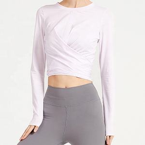 Women's Custom Logo Printed Gym Crop Top for Sports & <b>Yoga</b> Ladies' Jersey T-Shirts for Spring Workout Hoodies & <b>Sweatshirts</b> - Product Image 4