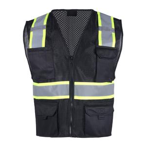 Gilet de sécurité réfléchissant noir de travail avec logo personnalisé en maille pour vêtements haute visibilité - Product Image 1