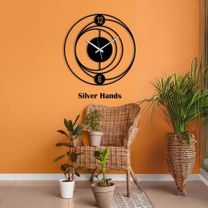 Reloj de Pared Moderno de Metal Negro, Diseño Redondo Minimalista y Silencioso, Decoración de Pared Hecha a Mano, Arte de Pared para el Hogar y la Oficina, Idea de Regalo Única - Product Image 2