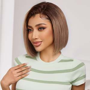 DWY 8 Inch for Ombre Light Brown Short Straight <b>Wig</b> - Product Image 3
