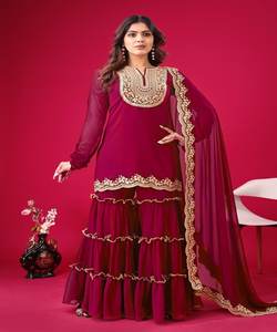 Costumes pakistanais, ensembles de kurta indiens punjabi, vêtements de fête pour femmes, tissu chaud, abaya cousue pour femmes, ensemble haut-bas-dupatta de Dubaï - Product Image 2