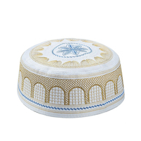Gorro Kufi Musulmán Personalizado al por Mayor, Bordado, Transpirable, para Adultos, con Estampado Islámico, Parte Superior Plana, Gorro Islámico Étnico para Todas las Temporadas