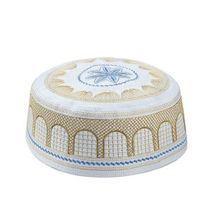 Venta al por mayor personalizado bordado adulto musulmán Kufi sombrero islámico impreso plano superior étnico islámico sombrero gorra - Product Image 4