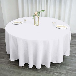 Manteles de poliéster blanco liso de 120 "pulgadas, manteles redondos, cubierta de mesa para eventos de banquete de boda - Product Image 4