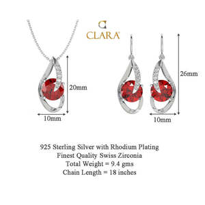 Juego de Collar y Pendientes CLARA de Plata de Ley 925 con Ojo Rojo Sangre para Bodas - Product Image 5