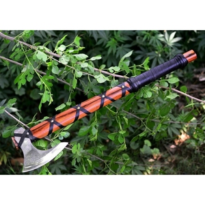 Hacha vikinga Tomahawk hecha a mano personalizada al por mayor, acero de aleación de carbono con mango de madera inoxidable grabado de grado industrial - Product Image 5