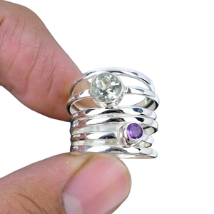 Boho Style 925 Sterling Silver <b>Green</b> <b>Amethyst</b> Gemstone <b>Ring</b> Jewelry Handmade Silver <b>Ring</b> Jewelry For Women Wedding Gift For Her - Product Image 1