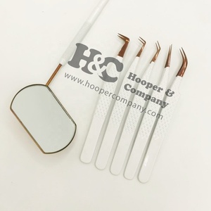 Ensemble de pincettes d'extension de cils fins en acier inoxydable professionnel testé à la main pointu bas prix vison pince à épiler en or durable - Product Image 4