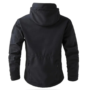 Veste Softshell Style Léger Full Zip Imperméable Coupe-Vent Respirant Doublé en Polaire Imprimé à Capuche - Product Image 3
