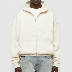 Personnalisable 300 Gsm Coton Cropped Hooded Sweatshirt pour Hommes Oversized Zip Heavyweight Hoodie - Product Image 4