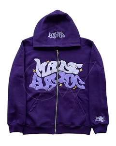 Sudadera con capucha de felpa con cremallera de alta calidad de fabricante personalizado al por mayor, Sudadera de punto unisex de talla grande con estampado de hojaldre - Product Image 1