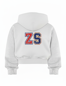 Sudadera gruesa con cremallera de invierno 460 GSM, forro polar pesado, mezcla de poliéster y algodón suave, color blanco, sudaderas básicas con logotipo de chenilla personalizado - Product Image 2