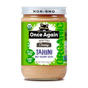 Tahini de sésame biologique de qualité supérieure emballé dans un pot de 16oz de 6 végétaliens certifiés sans sel et sans Gluten
