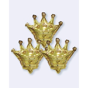 Palloncino a corona in lamina d'oro 31x37 cm Decorazione per feste Confezione da 12 pezzi - Product Image 1