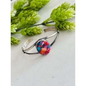 Navajo Handmade Mohave Turquoise & Sterling <b>Silver</b> Fashion <b>Cuff</b> <b>Bracelet</b> - Product Image 4