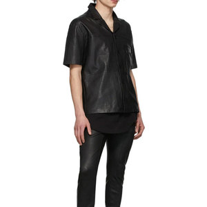 Chemises en cuir décontractées pour hommes, manches courtes, meilleur design, avec logo personnalisé, design personnalisé, vente chaude, service OEM pour la vente en ligne - Product Image 3