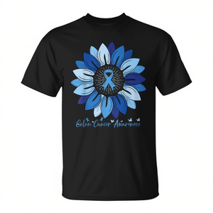 T-shirt promozionale a tema girasole per la sensibilizzazione sul cancro al colon a maggio, per aumentare la consapevolezza - Product Image 2